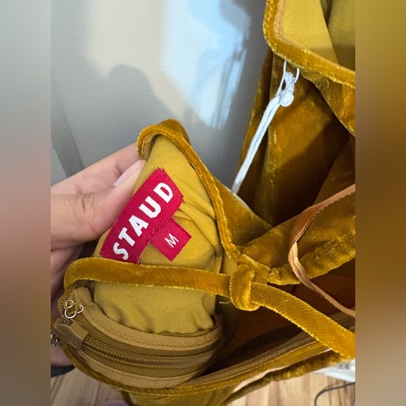 NWT Staud Bellamy Lace-Up Back Velvet Midi Dress - Picture 6 of 6